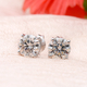 Moissanite Solitaire Earrings (With Push Back) in Rhodium Overlay Sterling Silver 2.00 Ct.