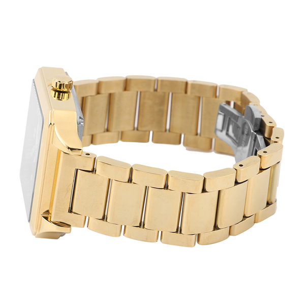 Close Out Deal - GENOA Automatic Movement 5 ATM Water Resistant Watch with Chain Strap and Butterfly Buckle Clasp in Gold Tone with 40x40 mm case