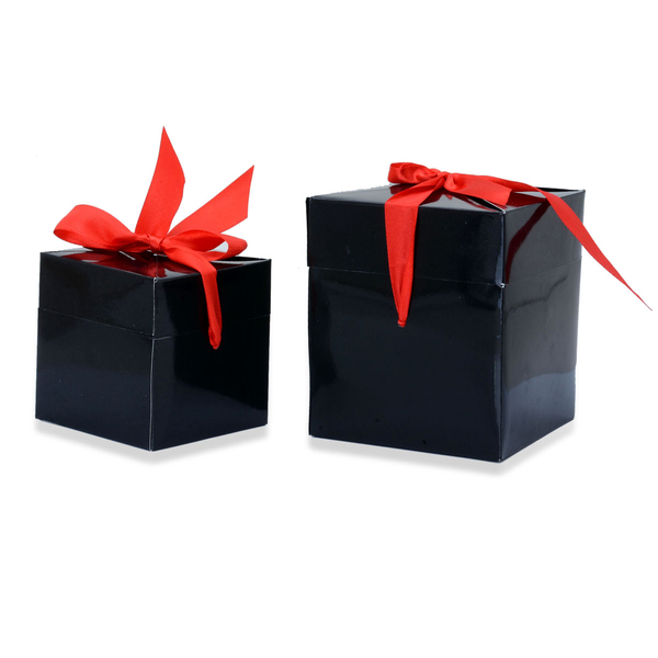 Set of 10 - Black Paper Gift Box with Red Ribbon (Small 3x3 and Large 4x4),