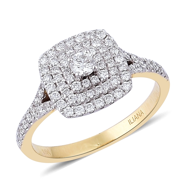 ILIANA 18K Yellow Gold IGI Certified 0.75 Ct Diamond SI G-H Ring