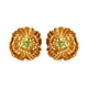 Hebei Peridot Floral Stud Earrings (with Push Back) in Platinum and Gold Overlay Sterling Silver