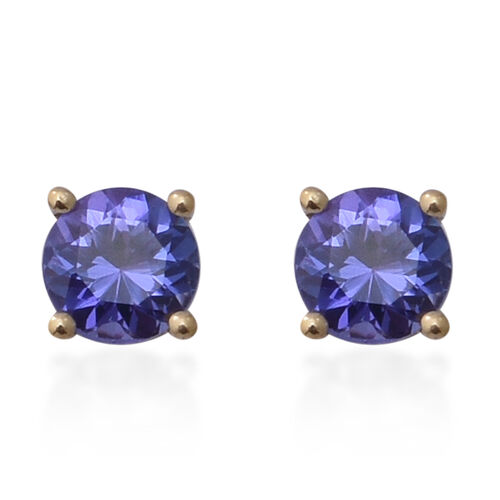 1 Ct AAA Tanzanite Stud Solitaire Earrings in 9K Yellow Gold 3672859