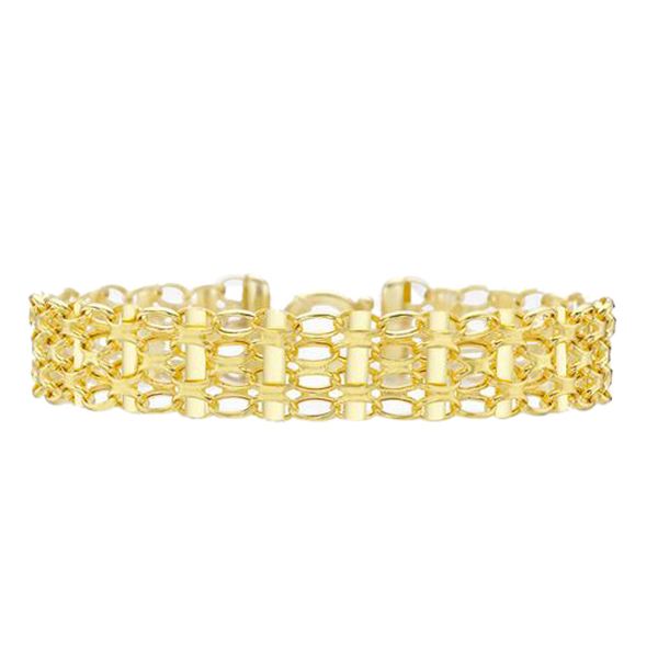 9K Yellow Gold 4 Row Oval Belcher and Bar Bracelet (Size 7.5), Gold wt 6.30 Gms.
