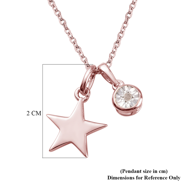 Diamond 2 Piece Pendant with Chain (Size 20) with Lobster Clasp in Rose Gold Overlay Sterling Silver