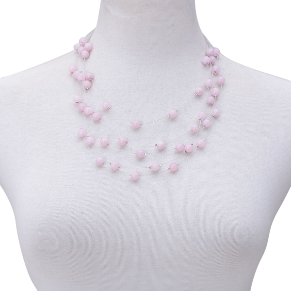 Rose Quartz Necklace (Size 18) in Silver Tone 20.000 Ct.