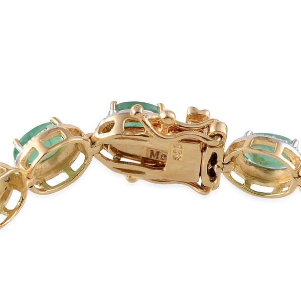 Kagem Zambian Emerald (Ovl), Diamond Bracelet in 14K Gold Overlay Sterling Silver (Size 7.5) 9.650 Ct.