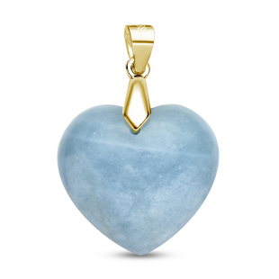 Aquamarine Heart Pendant in Yellow Gold Overlay Sterling Silver 27.50 Ct.
