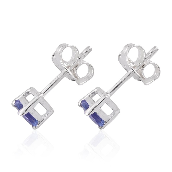 Tanzanite (Trl) Stud Earrings (with Push Back) in Sterling Silver 0.500 Ct.