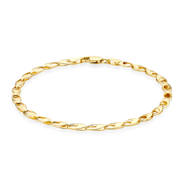 JCK Vegas Collection 9K Yellow Gold Oval Link Bracelet (Size 7) With Lobster Clasp.