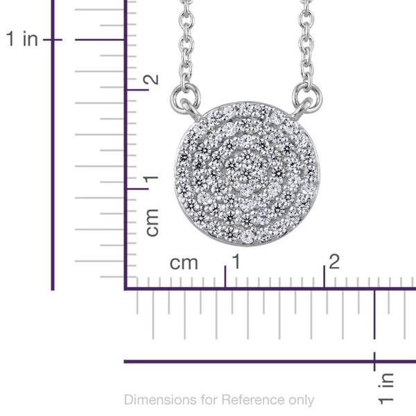 Lustro Stella - Platinum Overlay Sterling Silver (Rnd) Pendant With Chain (Size 18) Made with Finest CZ