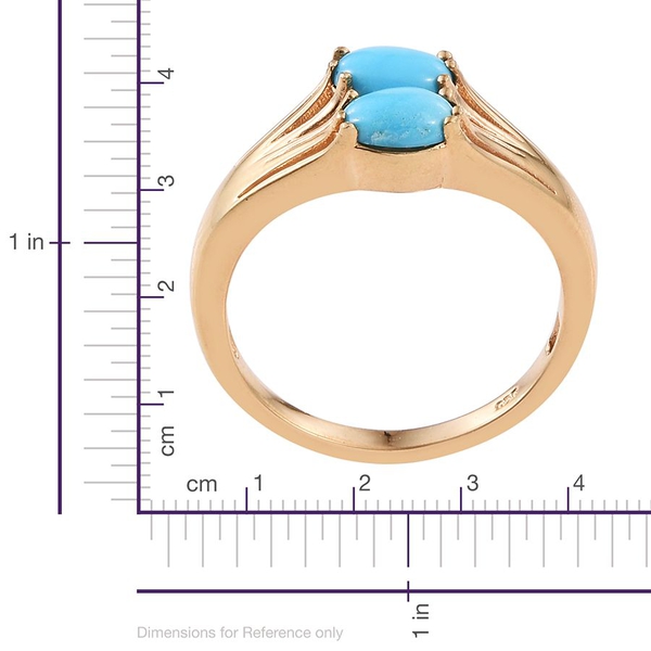 Arizona Sleeping Beauty Turquoise (Ovl) Ring in 14K Gold Overlay Sterling Silver 1.500 Ct.