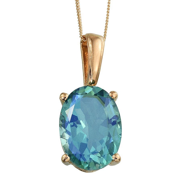 Peacock Quartz (Ovl) Pendant With Chain in 14K Gold Overlay Sterling Silver 12.000 Ct.