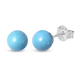 Blue Howlite Stud Earrings ( With Push Back) in Rhodium Overlay Sterling Silver 3.50 Ct.