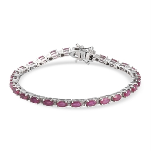 African Ruby (FF) and Natural Cambodian Zircon Bracelet in Platinum Overlay Sterling Silver 11.51 Ct, Silver wt 12.09 Gms