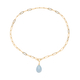 Aquamarine Paperclip Necklace (Size - 20) with T-Bar Lock in Yellow Gold Tone 30.00 Ct.