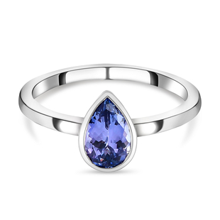 Tanzanite Solitaire Ring in Platinum Overlay Sterling Silver 1.00 Ct.