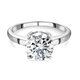 Moissanite Solitaire Ring in Platinum Overlay Sterling Silver 2.07 Ct.