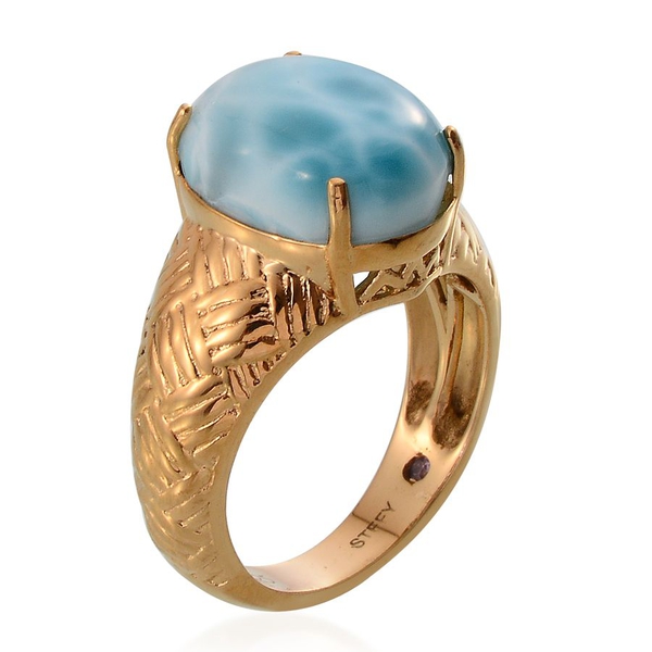 Stefy Larimar (Ovl 10.25 Ct), Pink Sapphire Ring in 14K Gold Overlay Sterling Silver 10.520 Ct.