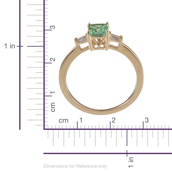 14K Y Gold Boyaca Colombian Emerald (Oct 0.90 Ct), White Sapphire Ring 0.950 Ct.
