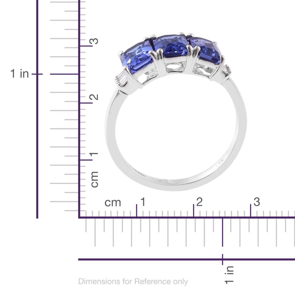 ILIANA 18K White Gold 3 Carat AAA Tanzanite Ring with Diamond SI G-H