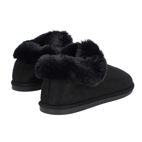 Chic and Elegant Faux Fur Shoes (Size 3- 4) - Black