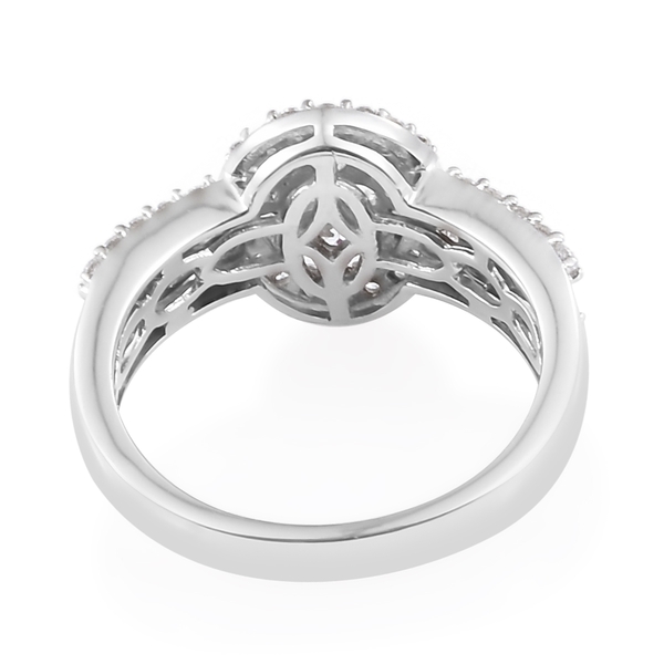 J Francis - Platinum Overlay Sterling Silver (Rnd) Ring Made with Finest CZ , Silver wt 5.46 Gms.