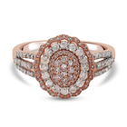 9K Rose Gold Natural Pink and White Diamond Cluster Ring (Size L) 1.00 Ct.