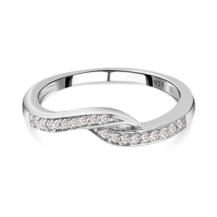 Diamond Ring in Platinum Overlay Sterling Silver 0.13 Ct.
