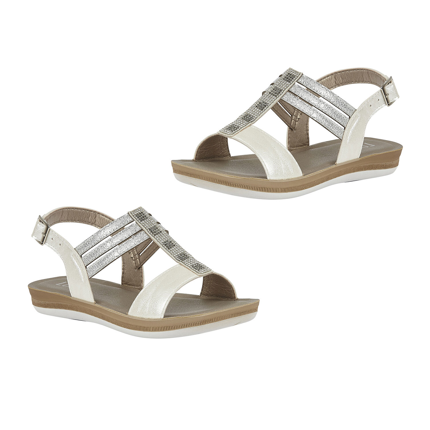 Lotus White Rome Sling-Back Sandals