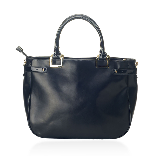 Black Colour Hand Bag with Removable and Adjustable Shoulder Strap (Size 40x18x25.5 Cm)