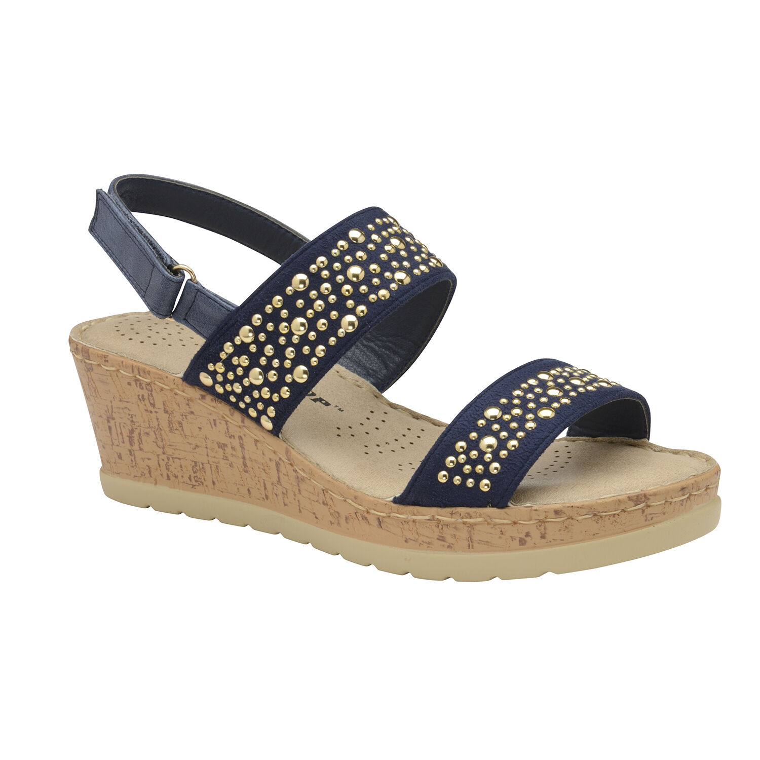 Dunlop Mindy Wedge Heeled Sandals (Size 5) - Navy