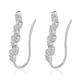 Diamond (Rnd) Leaf Climber Earrings Platinum Overlay Sterling Silver 0.250 Ct.