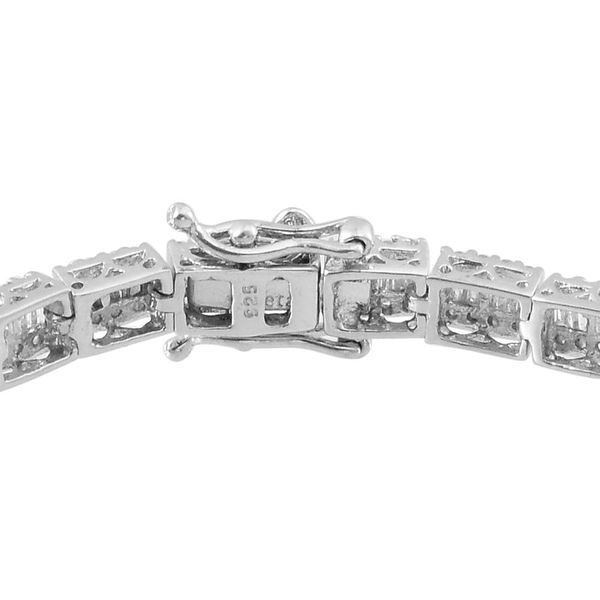 Diamond (Bgt) Bracelet (Size 8) in Platinum Overlay Sterling Silver 3.000 Ct.