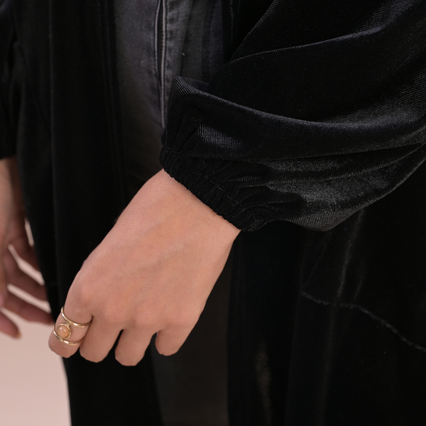 Close Out Deal - Stylish Long Velvet Cardigan (Size 95x55x70 Cm) - Black