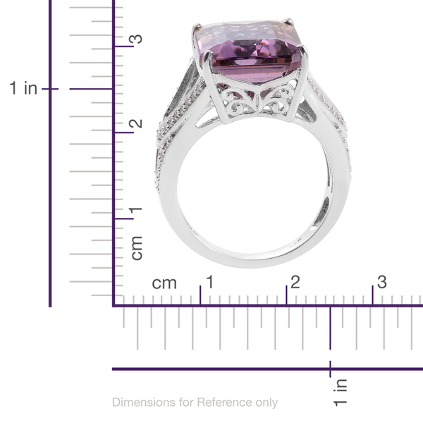 Anahi Ametrine (Oct), Natural Cambodian Zircon Ring in Platinum Overlay Sterling Silver 11.500 Ct.