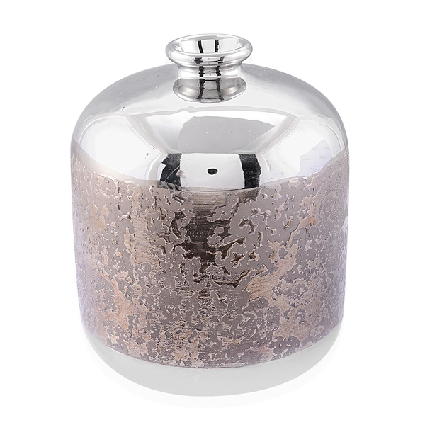 (Option 3) Metallic Brown and Silver Colour Stoneware Ceramic 2Flower Vase (Size 20 Cm)