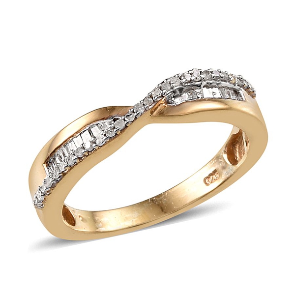 Diamond Criss Cross Ring in 14K Gold Overlay Sterling Silver 0.25 Ct.