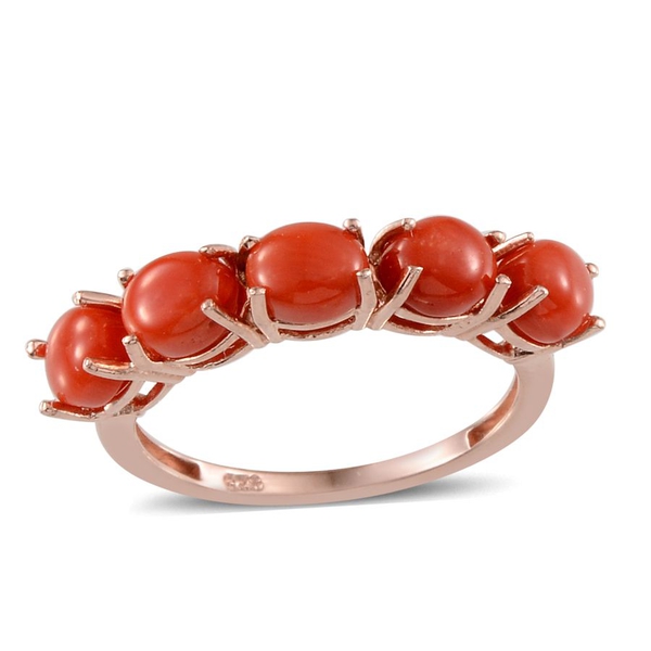 Natural Mediterranean Coral Ring in Sterling Silver
