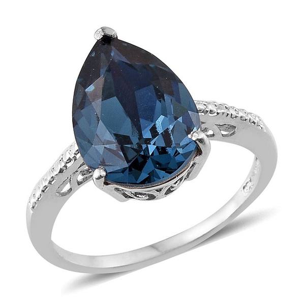 - Montana Crystal (Pear) Solitaire Ring in Platinum Overlay Sterling Silver 4.500 Ct.