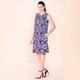 TAMSY 100% Viscose Floral Pattern Sleeveless Dress (Size 16) - Navy
