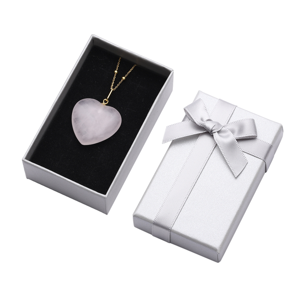 Rose Quartz Heart Pendant with Chain (Size 20) in Yellow Gold Overlay Sterling Silver