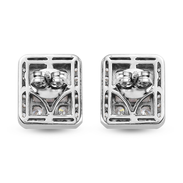 Lustro Stella Platinum Overlay Sterling Silver Stud Earrings (with Push Back) Made with Finest CZ 3.24 Ct.