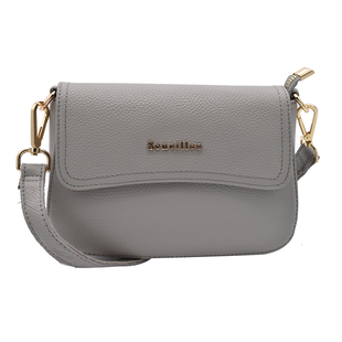SENCILLEZ 100% Genuine Leather Crossbody Bag with Detachable Strap (Size 20x16x6cm) - Grey