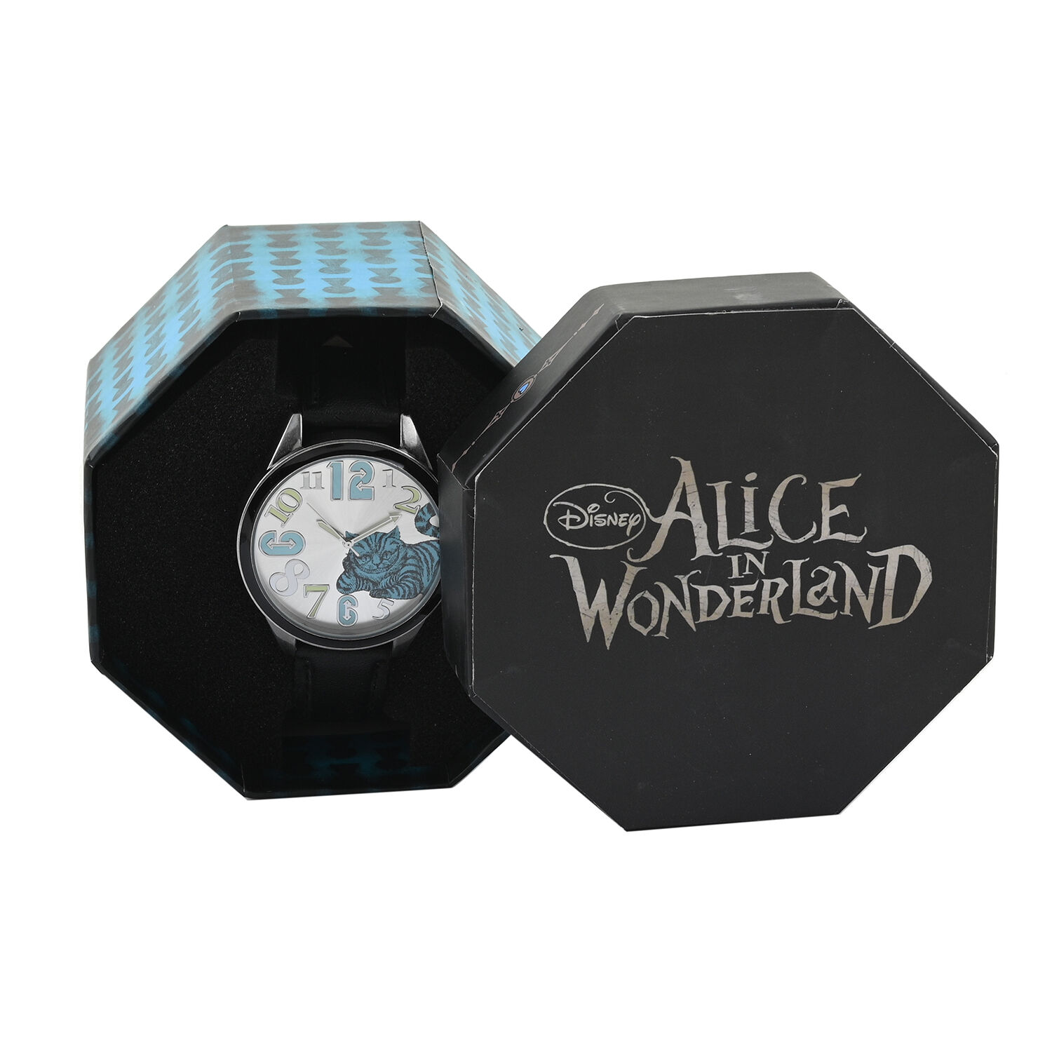 Disney Alice In Wonderland Cheshire Cat Quartz Movement Watch (42mm) With Black Strap