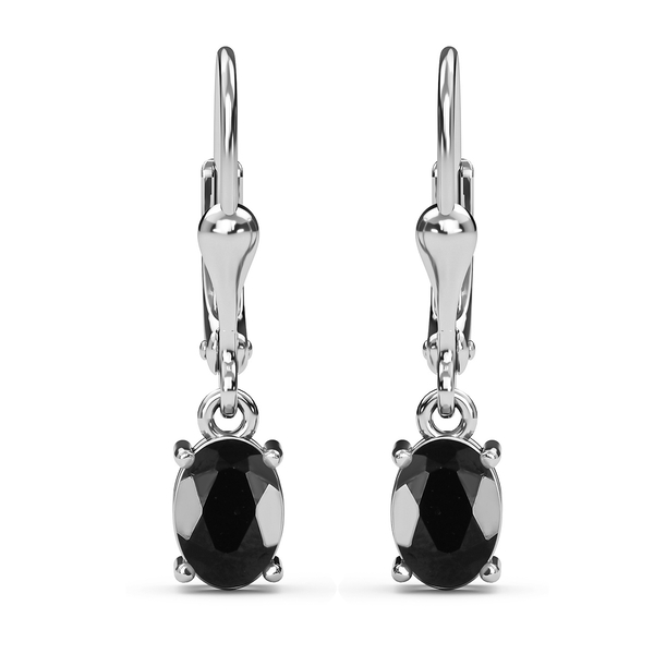 1.50 Ct Black Tourmaline Solitaire Drop Earring in Silver