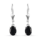 1.50 Ct Black Tourmaline Solitaire Drop Earring in Silver