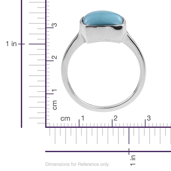 Arizona Sleeping Beauty Turquoise (Cush) Solitaire Ring in Platinum Overlay Sterling Silver 4.000 Ct.