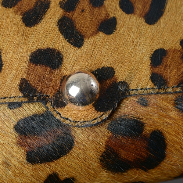 100% Genuine Leather Leopard Pattern Beige Colour  Hetre Bag (Size 25x18 Cm)