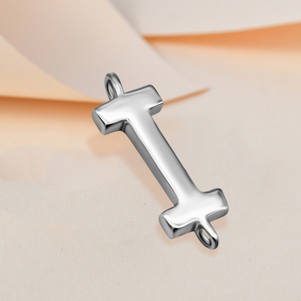 Platinum Overlay Sterling Silver Initial I Charm