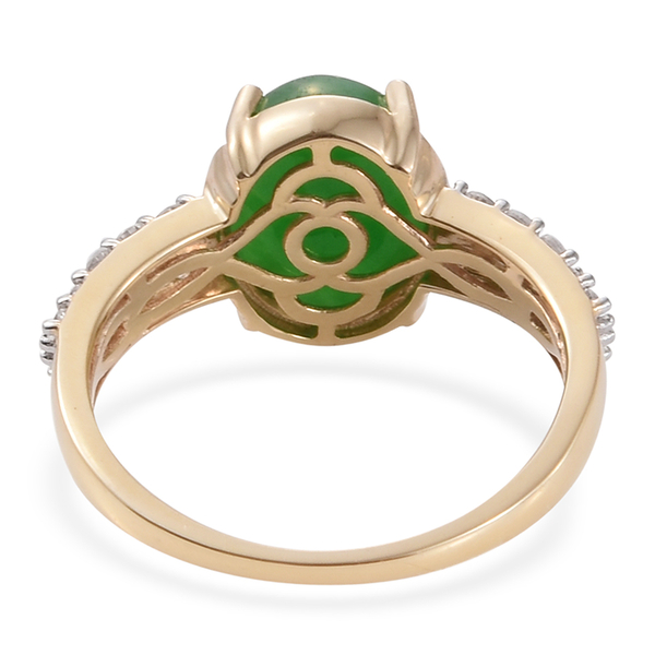 Limited Available-9K Y Gold Green Jade (Ovl 6.25 Ct), Natural Cambodian Zircon Ring 7.000 Ct.